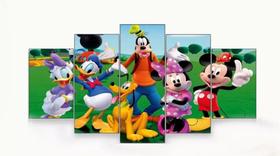 quadro decorativo 5 telas Pateta, Mickey E Amigos"