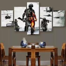 quadro decorativo 5 telas Soldados Battle "