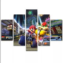 quadro decorativo 5 telas Super Mario Kart"