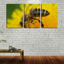 Quadro Decorativo 55x110 abelha colhendo pólen close up - Crie Life