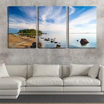 Quadro Decorativo 55x110 água calma de mar e pedras