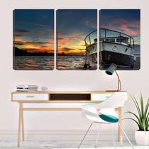 Quadro Decorativo 55x110 barco ancorado no lago