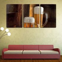 Quadro Decorativo 55x110 barril e copos de chope