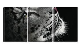 Quadro Decorativo 55x110 cabeça de felino fundo preto