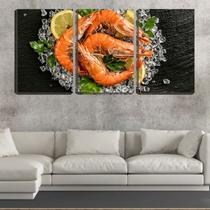 Quadro Decorativo 55x110 camarões com limão e gelo