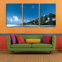 Quadro Decorativo 55x110 folhas de coqueiros ao vento