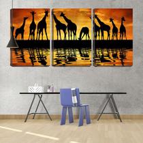 Quadro Decorativo 55x110 reflexo silhueta de girafas