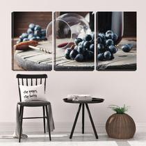 Quadro Decorativo 55x110 saca rolhas e uvas na mesa