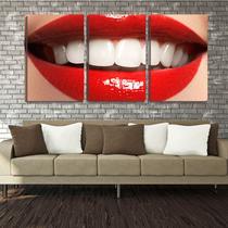 Quadro Decorativo 55x110 sorriso vermelho dentista