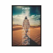 Quadro Decorativo 60 x 90 Jesus Salmo 91 Moldura Caixa Preta
