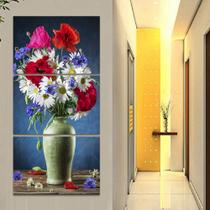 Quadro Decorativo 60x120 Sala Vaso Flores Rosa Mosaico Quadro Decorativo 60x120 Sala Vaso Flores Rosa Mosaico