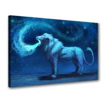 Quadro decorativo 60x40 leão azul universo