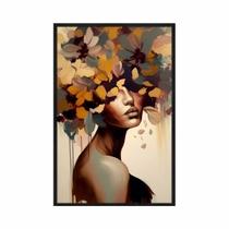 Quadro decorativo 60x80cm canvas arte moderna mulher com flores art057