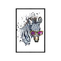Quadro decorativo 60x80cm canvas zebra de oculos colorido pintura anm024