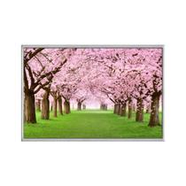 Quadro decorativo 60x80cm vidro cerejeiras rosas no parque flnt020