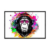 Quadro decorativo 60x80cm vidro macaco colorido pintura anm017