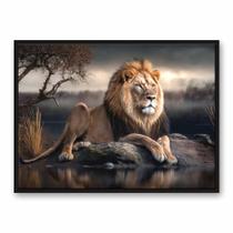 Quadro Decorativo 60x90 Para Sala Escritório Leão Rei Premium Quadro Decorativo 60x90 Para Sala Escritório Leão Rei Premium