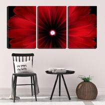 Quadro Decorativo 68x126 arte flor vermelha fundo preto