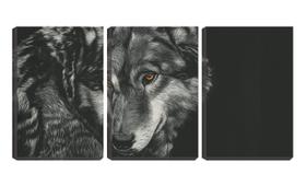 Quadro Decorativo 68x126 desenho de lobo fundo preto - Crie Life