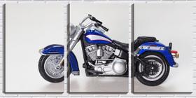 Quadro Decorativo 68x126 moto azul miniatura coleção