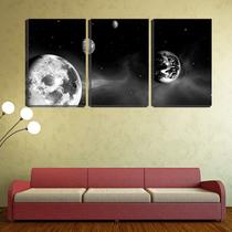 Quadro Decorativo 68x126 nosso planeta no espaço pb