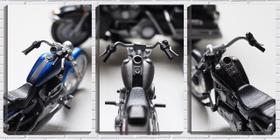 Quadro Decorativo 68x126 três motos miniaturas