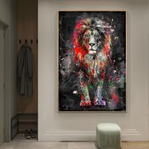 Quadro decorativo 70x55,99 Leão colorido graffiti - NEYRAD