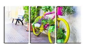 Quadro Decorativo 80x140 bicicleta retrô com flores