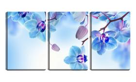 Quadro Decorativo 80x140 flores delicadas azuis