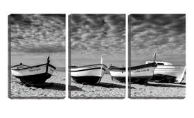 Quadro Decorativo 80x140 quatro barcos na areia pb - Crie Life