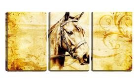 Quadro Decorativo 80x140 rabiscos cabeça de cavalo