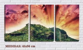 Quadro Decorativo 80x140 raios de sol sobre o monte