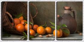 Quadro Decorativo 80x140 tangerinas no cesto de vime