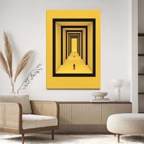 Quadro Decorativo 90x60 Para Sala Quarto Hall Ilusionismo Minimalista Amarelo