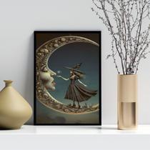 Quadro Decorativo A Bruxa e a Lua 45x34cm - com vidro Quadro Decorativo A Bruxa e a Lua 45x34cm - com vidro