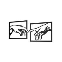 Quadro Decorativo A Criação De Adão Mdf Preto 2 Peças