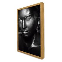 Quadro Decorativo A Face da Mulher em Preto e Branco em Moldura Caixa