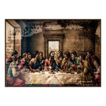 Quadro Decorativo A Última Ceia com Vidro e Moldura 102x72cm