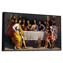 Quadro Decorativo A última Ceia Moldura Filete Canvas 63x93cm ref06