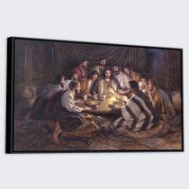 Quadro Decorativo A última Ceia Moldura Filete Canvas 63x93cm ref16