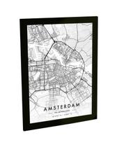 Quadro Decorativo A3 Amsterdam Holanda Mapa Pb Viagem