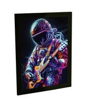 Quadro Decorativo A3 Astronauta Tocando Guitarra Colorido
