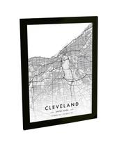 Quadro Decorativo A3 Cleveland Estados Unidos Mapa Pb Viagem