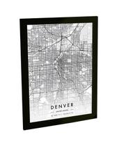 Quadro Decorativo A3 Denver Estados Unidos Mapa Pb Viagem
