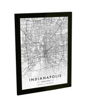 Quadro Decorativo A3 Indianapolis Estados Unidos Mapa Pb