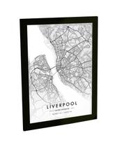 Quadro Decorativo A3 Liverpool Inglaterra Mapa Pb Viagem