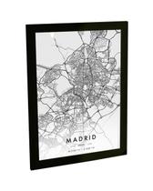 Quadro Decorativo A3 Madrid Espanha Mapa Pb Viagem Turismo - Bhardo