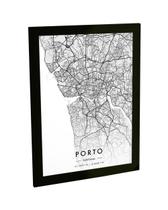 Quadro Decorativo A3 Porto Portugal Mapa Pb Viagem