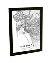 Quadro Decorativo A3 San Diego Estados Unidos Mapa Pb Viagem