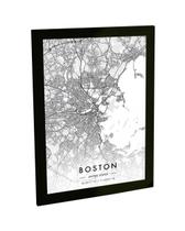 Quadro Decorativo A4 Boston Estados Unidos Mapa Pb Viagem - Bhardo